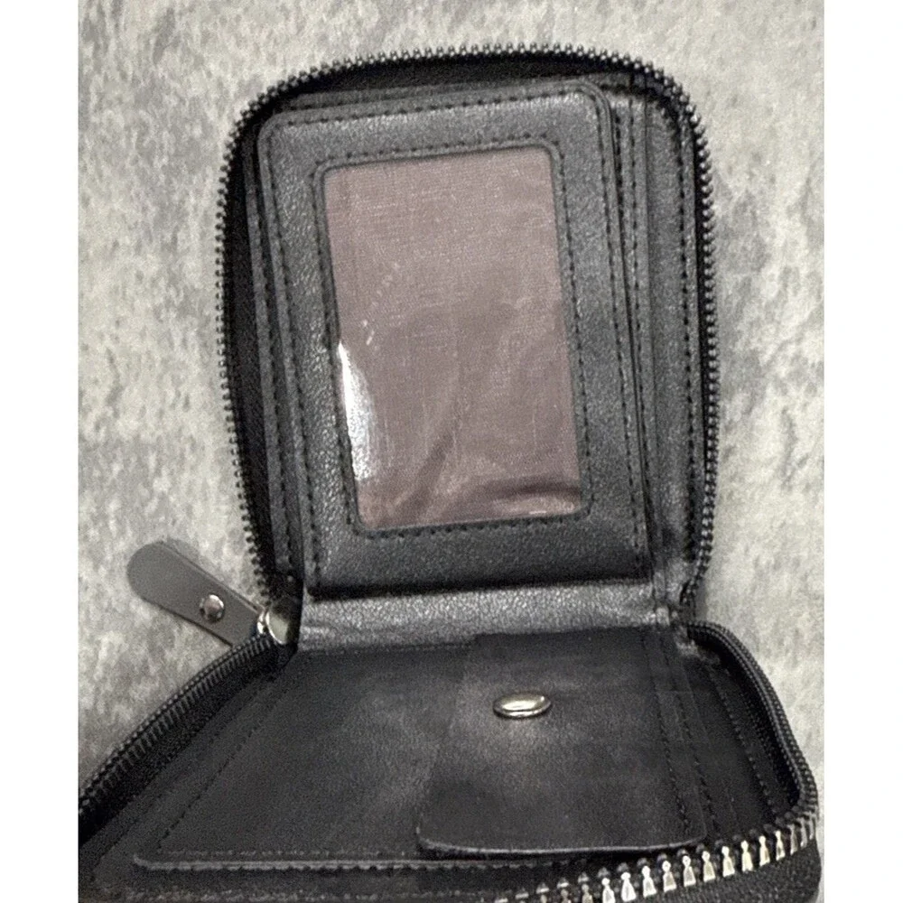 Men Short Horizontal Wallet – Leather Zipper, Retro Leisure Buckle Square Design